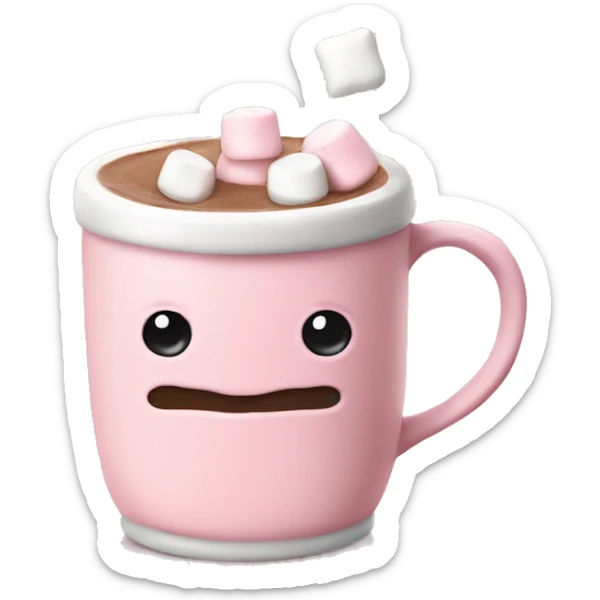 Light Pink mug of hot chocolate with marshmallows  sticker