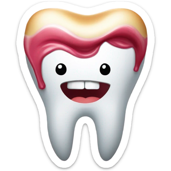 una muela dental con cuerpo de muela dental muy coqueta con pestañas , labios pintados. esta feliz y lleva puesto un delantal profesional color blanco sticker