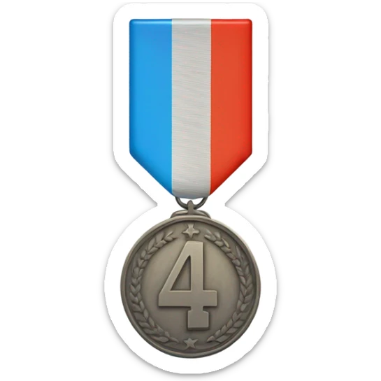 4th place medal that looks faded, grey, or bland so that it is clearly worse than the first three places. sticker