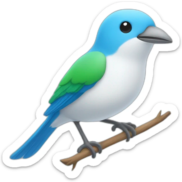 4 Little bird who’s flying and the color are two Blue one White and one Green  sticker