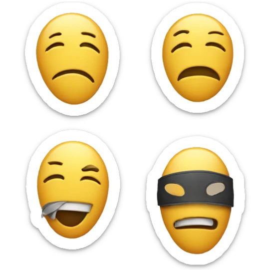 A emoji With a mask  An emoji with a happy emotion disguised with a sad mask  sticker