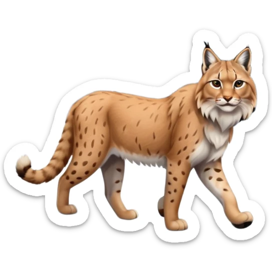 Eurasian Lynx walking in the snow beautiful aesthetic, snowy ground, snow falling around, wooden pine trees in the background, full aesthetic scenic image scenery sticker