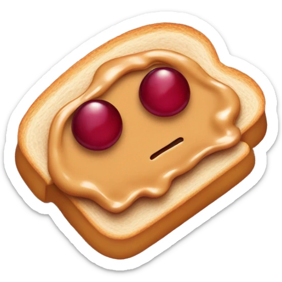 one peanut butter and jelly sandwich with jelly oozing out of the bread sticker