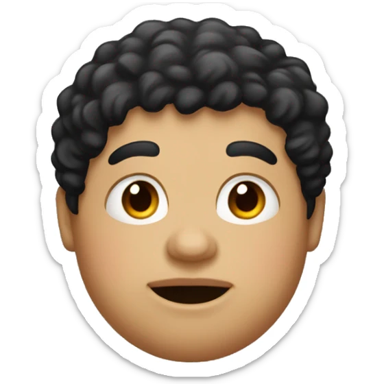 Fat boy with black curly hair and a mole on the left of his mouth sticker