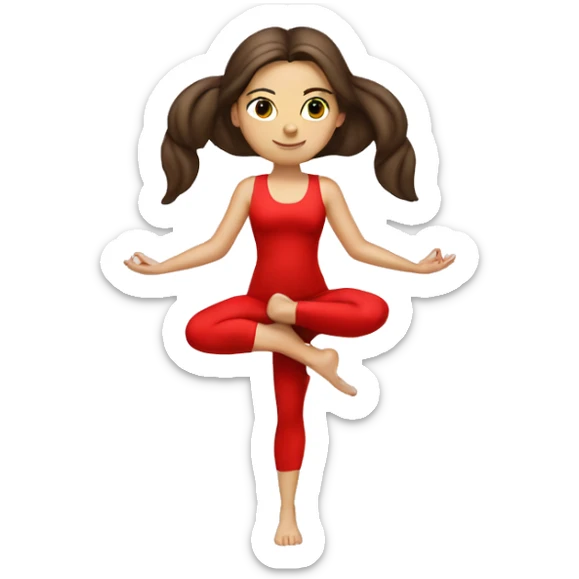 angelic brunette yoga white girl in red yoga outfit sticker