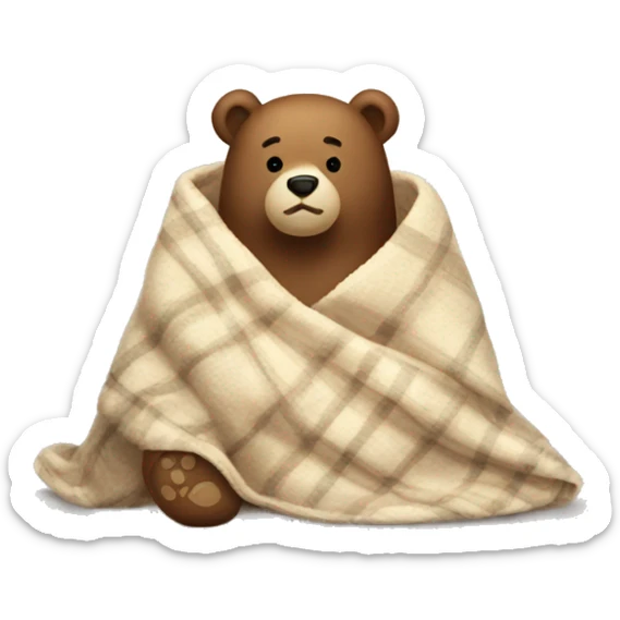 bear cozy in blanket sticker