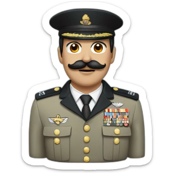 man with black hair and black toothbrush mustache in military uniform sticker