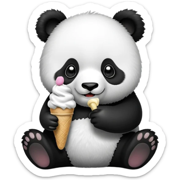 Panda eating ice cream sticker