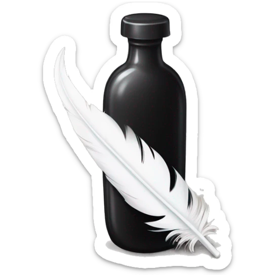 Bridgerton Inspired Emoji : A White Feather Quill in a Black Ink Bottle – Lady Whistledown’s tool of choice for penning her scandalous letters. sticker