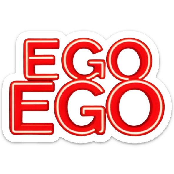 can you make me a red neon emoji out of the word "Ego" sticker