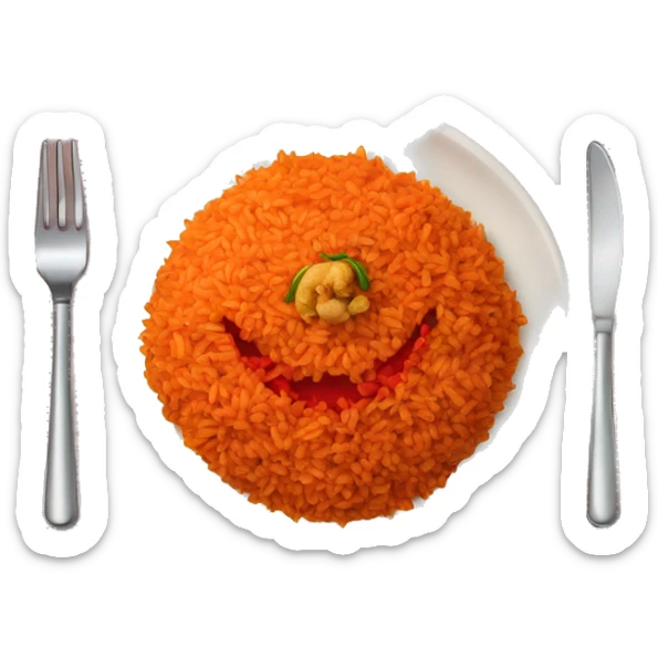 Plate of Jollof Rice with Pepper,corotte and tuba sticker