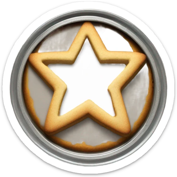 Circle cookie in metal tin with star shaped cutout in the middle sticker
