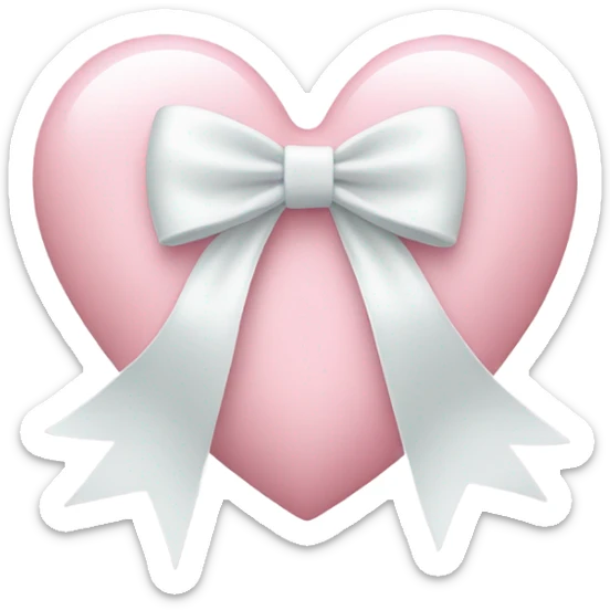 Pastel pink heart with white bow sticker