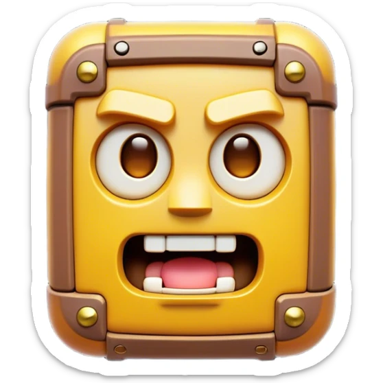 Clash of Clans aesthetic: Cinematic Playful Game Boy Portrait Emoji, rendered in a 3D vector-style similar to standard emojis with minimal shading and bold, simplified shapes. A compact, distinct form with signature details, softly glowing with a nostalgic gaming charm. Simplified yet unmistakably iconic, highly detailed and consistent, glowing with a soft radiance and high shine. Stylized with a touch of retro gaming magic and a soft glowing outline, capturing the essence of a beloved gaming relic with a friendly, playful manner! sticker