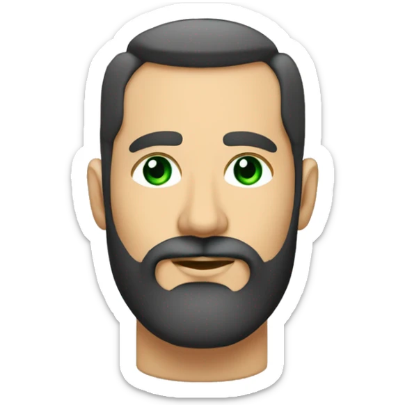 un rostro de barba corta, pelo y barba color negro, ojos verdes, guiñando el ojo derecho sticker