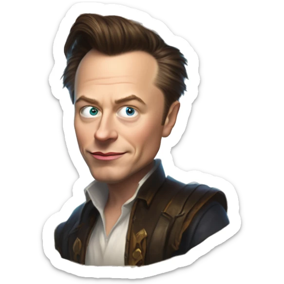 Warcraft Gem collecting Elon Musk in Uncle Scrooge style, oil paint, mysterious eyes, intricate lips, masterpiece pose, odd perspective, beautiful, desirable, logical sticker