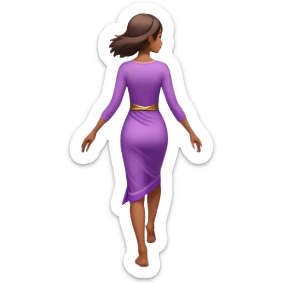 A small figure walks back across a foggy bridge, holding soft pink and purple orbs in each hand—symbolizing compassion and forgiveness. A gentle heart aura trails behind them, showing healing in motion. sticker