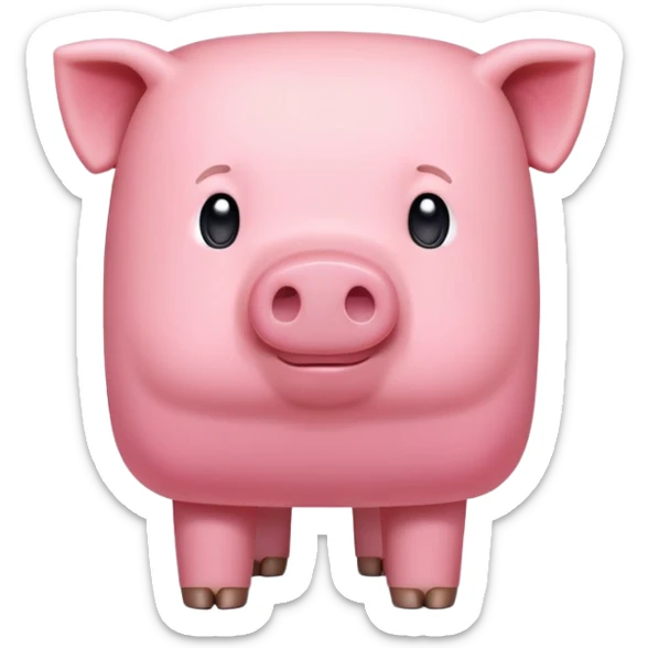 Minecraft pig, full body, pink blocky animal with square head and square body sticker