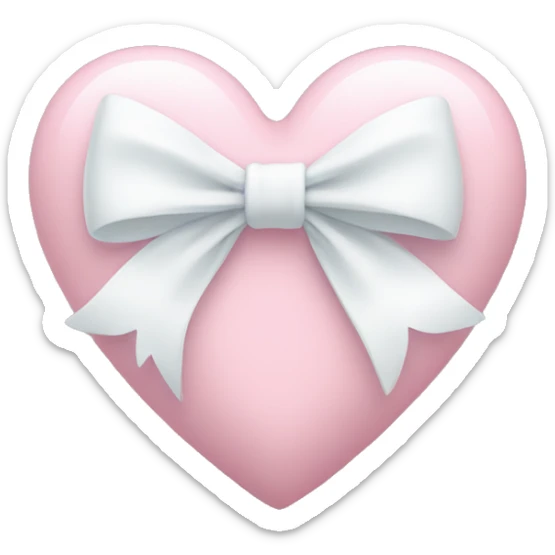 Pastel pink heart with white bow sticker