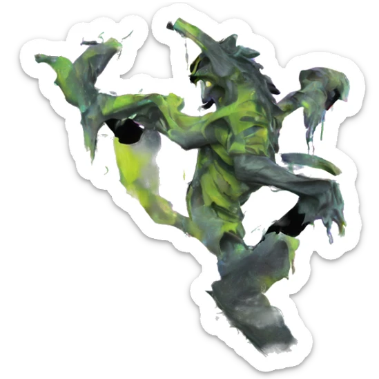 .Zombie_ Vaporwave black holographic oilslick zombie unicorn yellow caution tape sticker