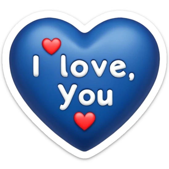 Dark Blue heart with the words I Love You Ry in the middle  sticker