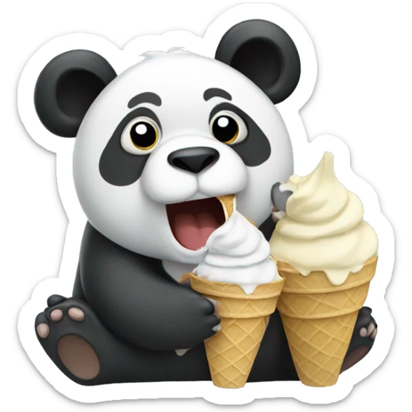 Panda eating ice cream sticker