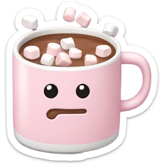 Light Pink mug of hot chocolate with marshmallows  sticker