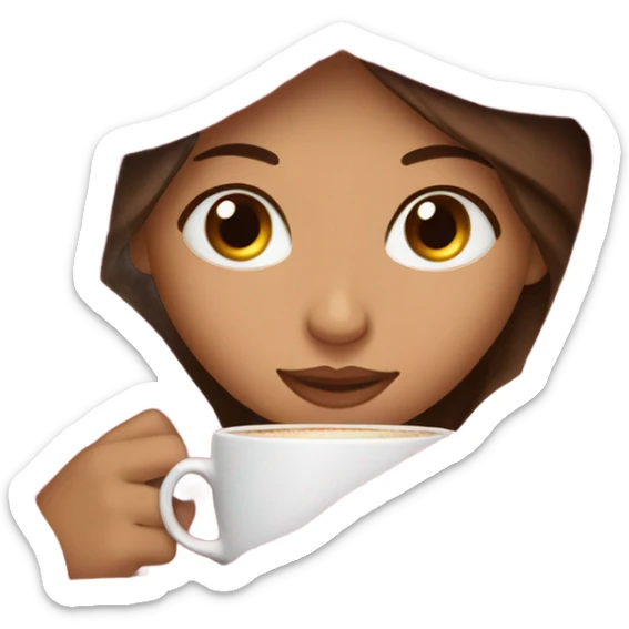 girl inside a pink blanket sipping coffee eyes closed, brunette with fair skin sticker