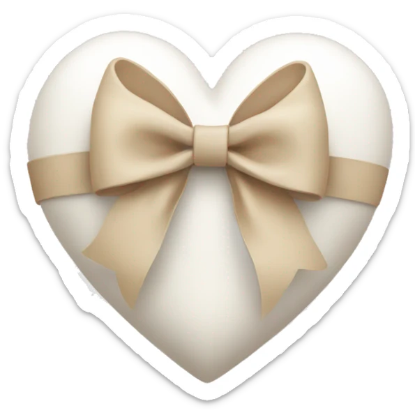 white heart with beige bow sticker