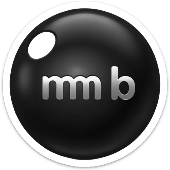 Black Ball with MB written on in the middle of it. Nothing else no holes or anything. sticker