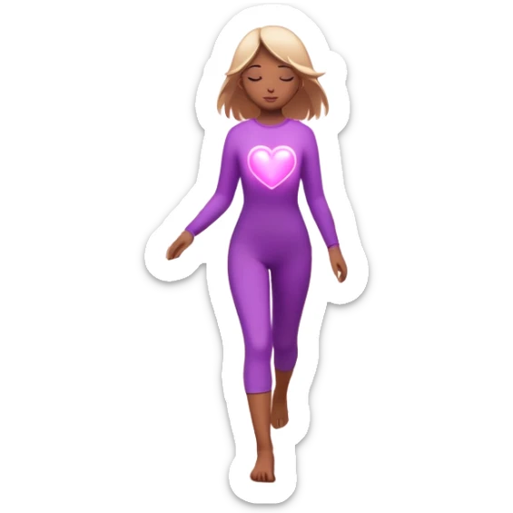 
A small figure walks across a glowing bridge, holding soft pink and purple orbs in each hand—symbolizing compassion and forgiveness. A gentle heart aura trails behind them, showing healing in motion. sticker