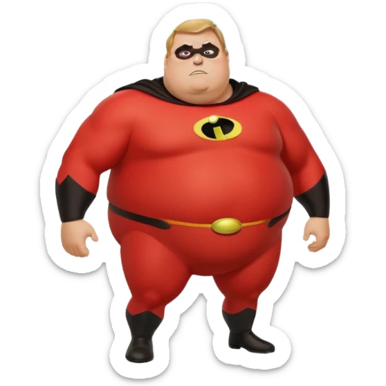  fat mr incredible  with green instead of red farting with giant green fart cloud sticker