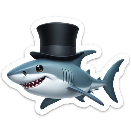 Shark with a top hat sticker