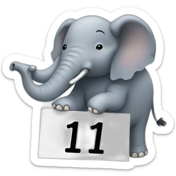 close up of an elephant holding a big sign that says #1Fan sticker