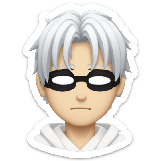 Gojo Satoru Jujutsu Kaisen anime white hair with black round and black eyeband covering both eyes sticker