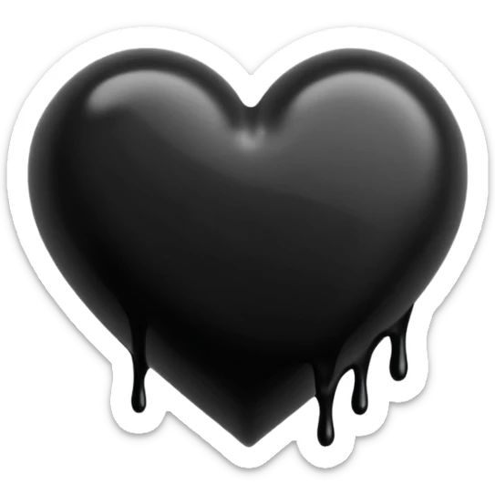 black ink blob heart emoji with ink streaks, isolated on white background, grunge, like pen stroke, flat sticker