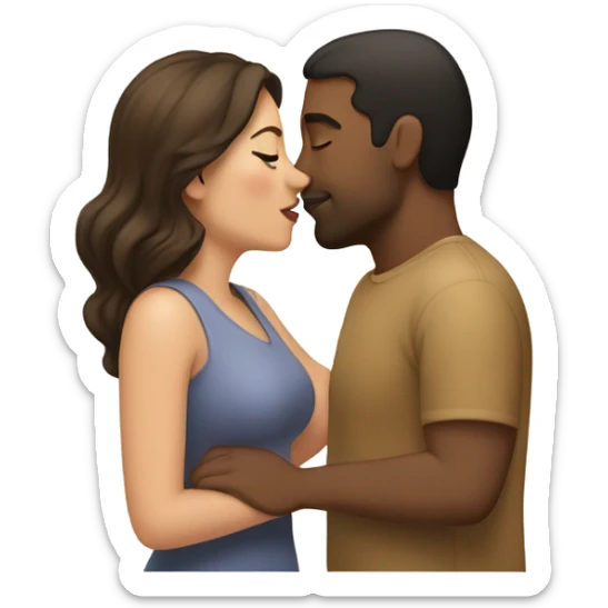Thick brunette woman kissing lightbrown man  sticker