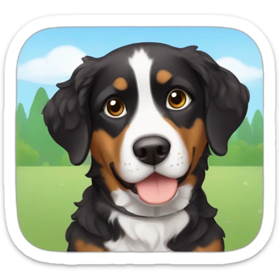 Russian Boy with curly brown hair with dog Entlebucher zennenhund sticker