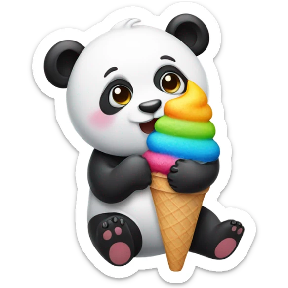 Panda eating ice cream sticker