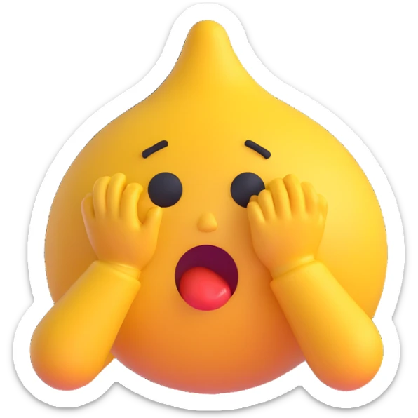 exaggerated emoji of a character in distress, crying, collapsing, and vomiting, funny and expressive sticker