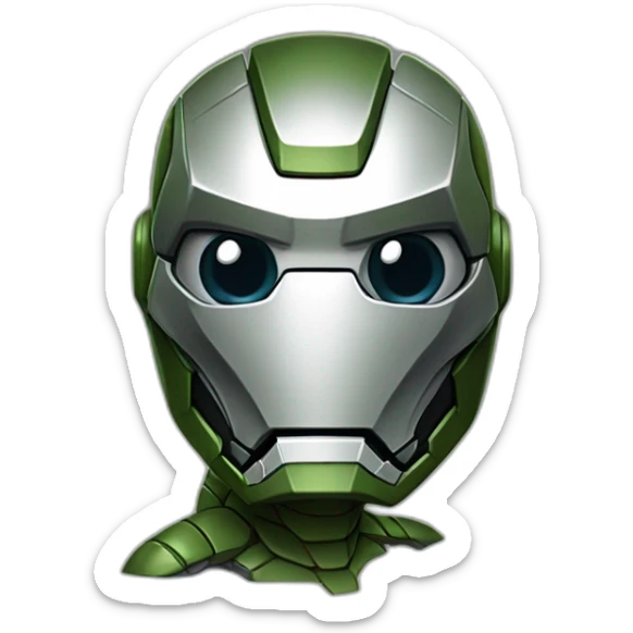 Una tortuga con cuerpo humano y mascara de iron.man sticker