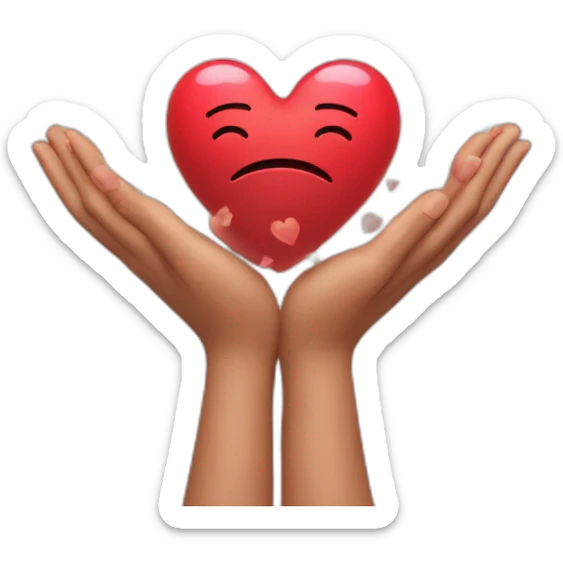 heart out of hands, emoji that is almost crying happy tears with hearts all over his face sticker
