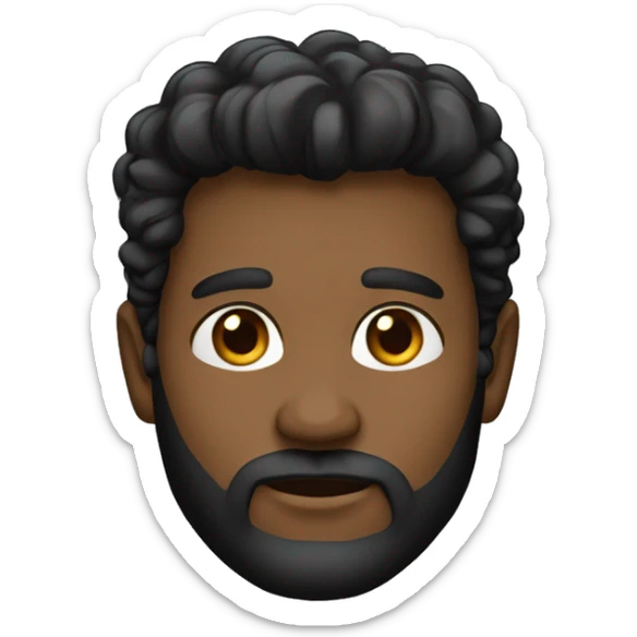 Homem de pele escura cabelo baixo olhos pretos barba e brinco pequeno e sorrindo sticker