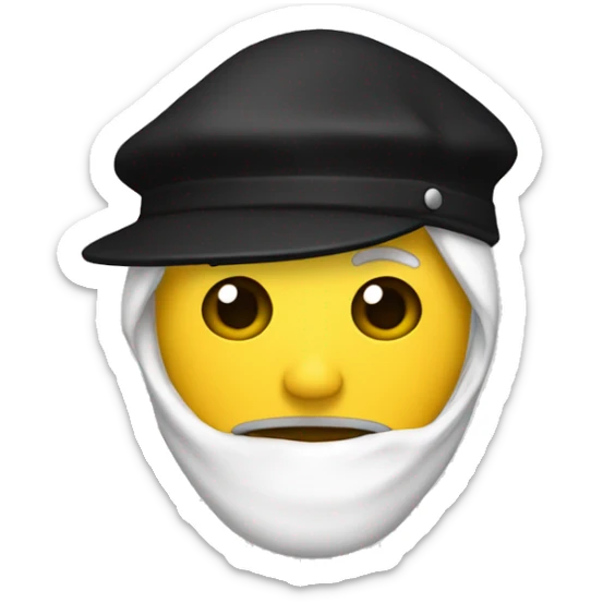 Ladrón de piel amarilla con antifaz negro,gorro negro y camisa negra y blanca sticker