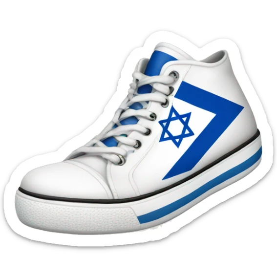 Shoes with a tattoo of the flag of Israel sticker