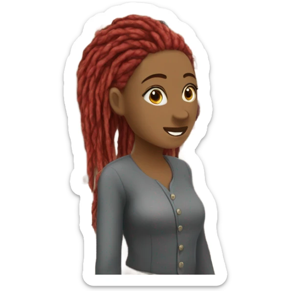 Woman with red locs antiquing with friend girl who has gray locs sticker