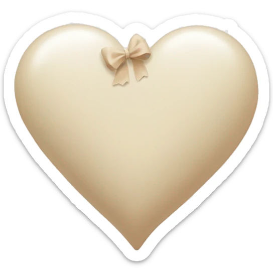 white heart with beige bow sticker