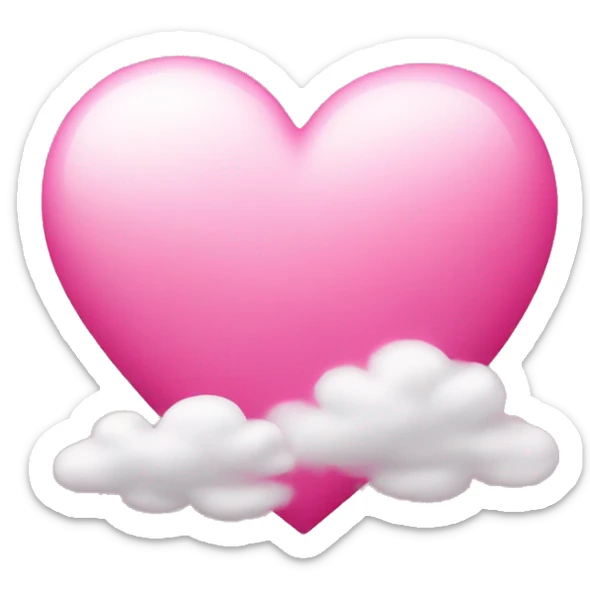 pink heart + cloud sticker