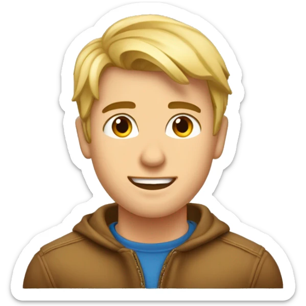 Jeune homme peau légèrement bronzée Beau gosse cheveux courts blond sticker