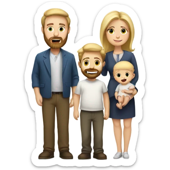a family, with a mother with blonde hair, a white-skinned father with a brown beard and a Jewish baby. sticker